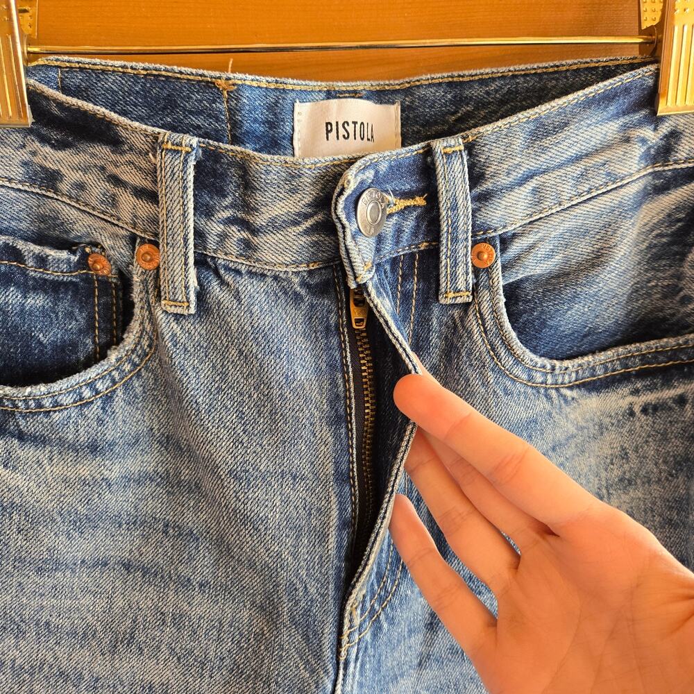 Pistola Jean Keaton High Rise Slim Straight Anthropologie Playday Blue 25 Denim - Picture 4 of 5